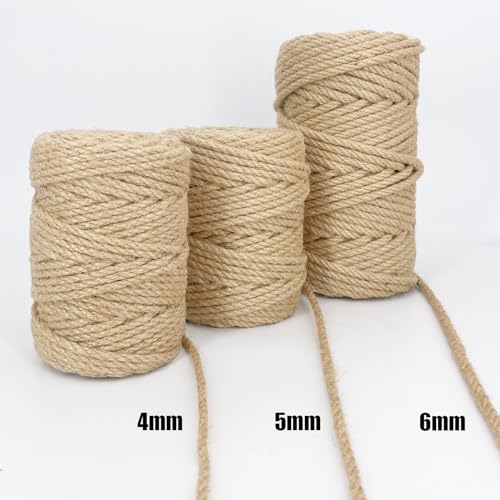 Leecogo 6mm Jute Rope, 164 Feet Heavy Duty and Thick Twine Rope for Gardening, Crafting, Packing, Bundling and Home Decor - Image 5