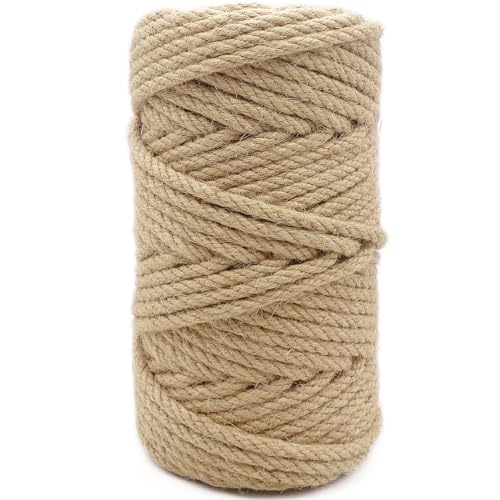 Leecogo 6mm Jute Rope, 164 Feet Heavy Duty and Thick Twine Rope for Gardening, Crafting, Packing, Bundling and Home Decor - Image 1