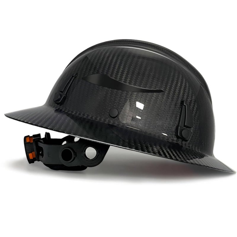 SAFEBUILDER Carbon Fiber Full Brim Hard Hats Made of Carbon Fiber Safety Helmet 6-Point Suspension ANSI Certified for Construction, Industrial, Outdoor Work (Carbon Fiber Hard Hats-A Black) - Image 1