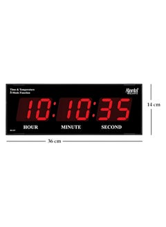 Ajanta Ajanta Quartz Digital Wall Clock for Home and Office Red Plastic 36W x 14H CM  - Image 2