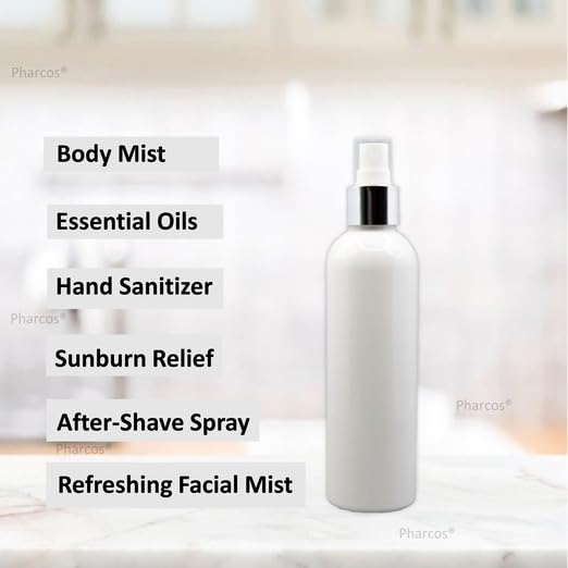 Pharcos 200Ml Milky White Plastic Bottle With Silver Metallic Collar White Mist Sprayer Unbreakable LeakProof Refillable Containers For Home Office Car And Cleaning Oils Sanitizers Pack Of 5 - Image 4
