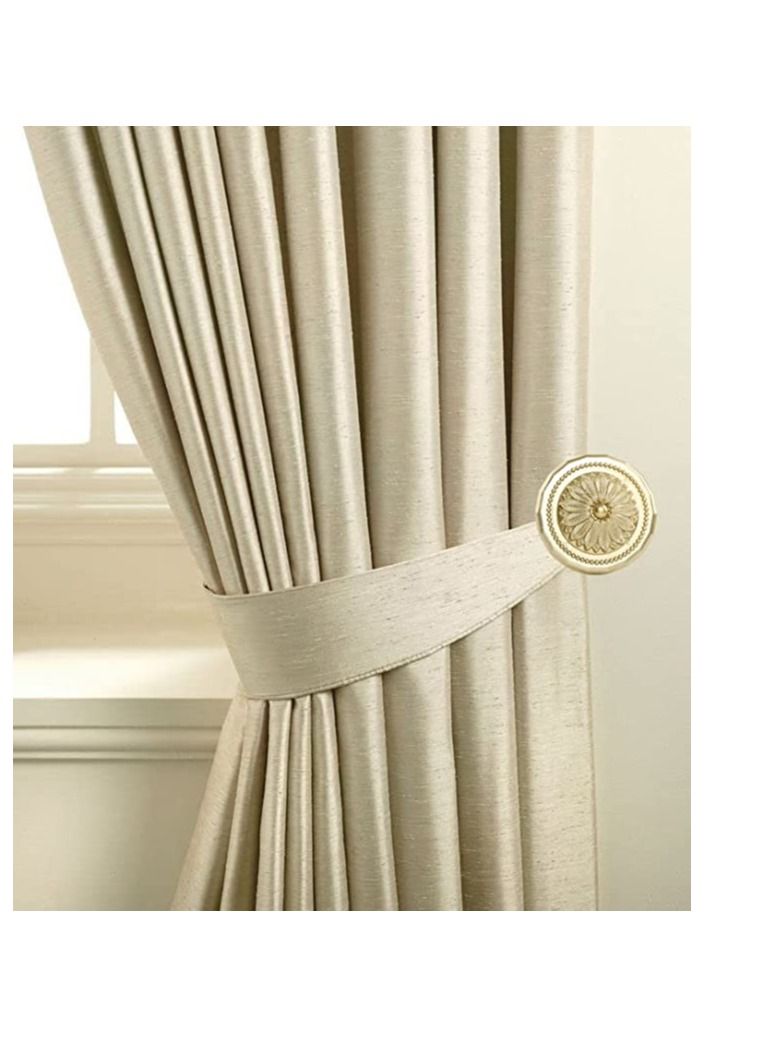IDT 1 Pair Curtain Holdbacks Window Tie Backs Holders For Bedroom Wall Office Decor Home Sheer Blackout Drapes Blind Curtains Decorations Accessories Buckle Hooks Light Golden Colour - Image 1