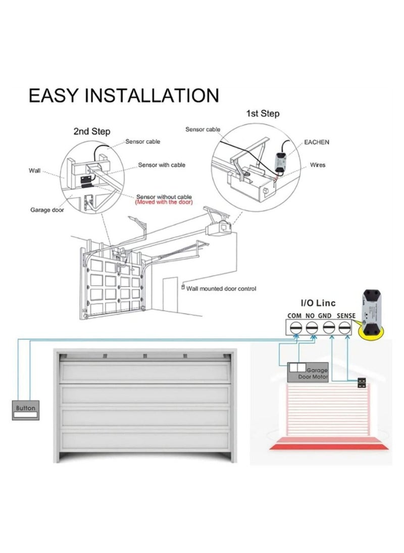 Y&D - Smart WiFi Switch Garage Door Opener Controller Work, WIFI, with Alexa Echo Google Home Life/Tuya APP Control No Hub Required - Image 1