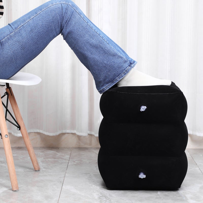 📦 مسند قدم قابل للنفخ بارتفاع قابل للتعديل للسفر بالطائرة بتصميم متين - Image 5