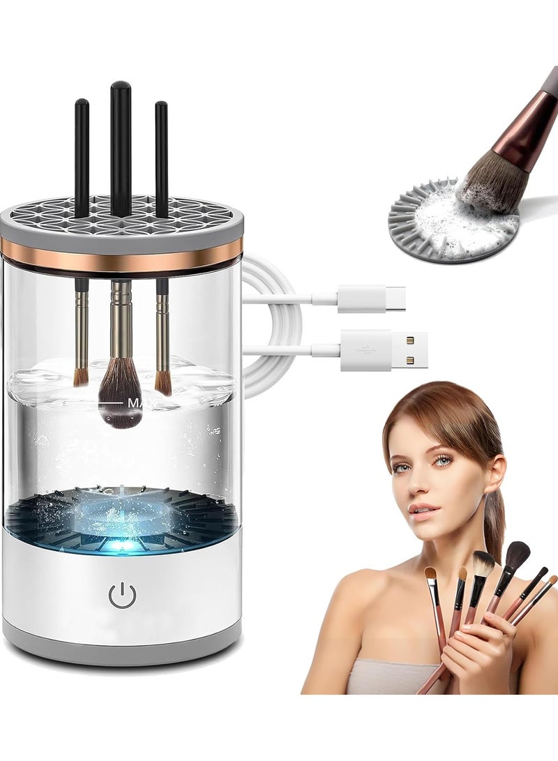 Electric Cosmetic Brush Cleaner - USB Rechargeable, New Automatic Spinning Makeup Brush Cleaner Fit Makeup Brush, Cleaning Tools Suitable for Makeup Brushes (White) - Image 1