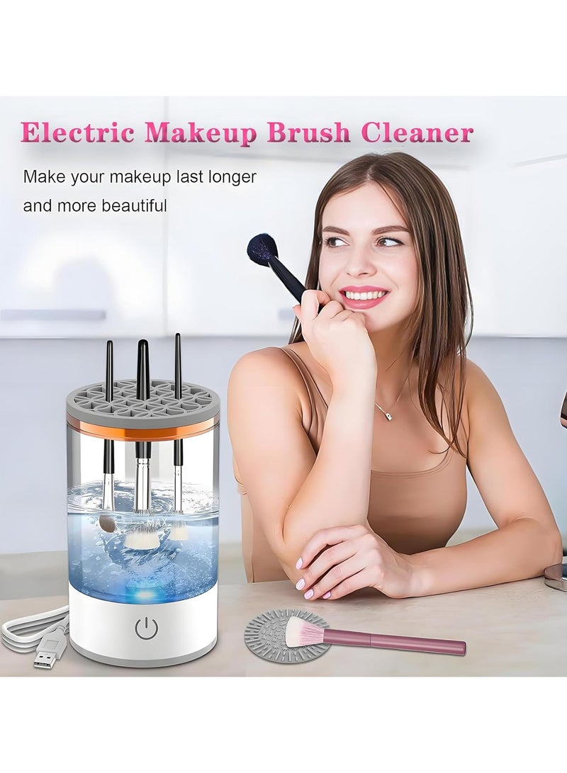 Electric Cosmetic Brush Cleaner - USB Rechargeable, New Automatic Spinning Makeup Brush Cleaner Fit Makeup Brush, Cleaning Tools Suitable for Makeup Brushes (White) - Image 3