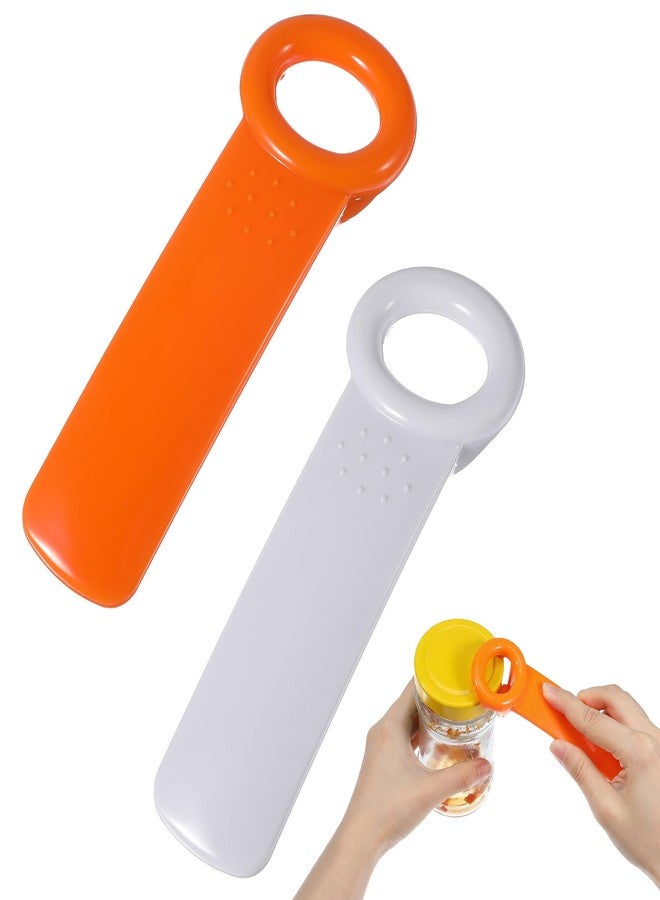 ValueBargain Jar Key, 2Pcs Jar Key Lid Opener for Seniors, Women, Men, Opening Jars Lid (Orange & White) - Image 1