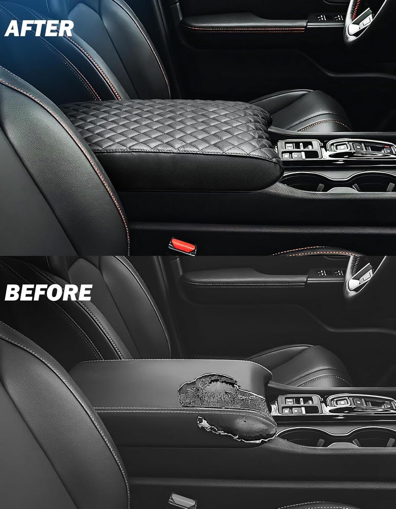JOYTUTUS Center Console Cover Compatible with 2023 2024 2025 Pilot & 2024 Passport Ridgeline, Car Armrest Cover Console Pad Cushion, Black Leather Center Console Armrest Cover lid Middle Console Cover - Image 2