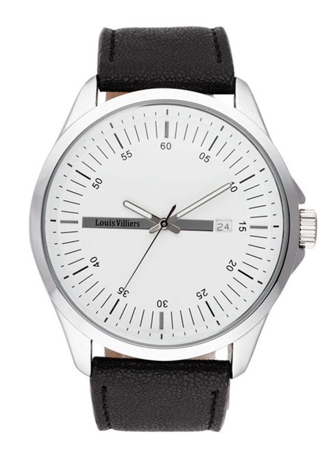 Louis Villiers  Analog 47mm Leather Band Watch, AG3804-02