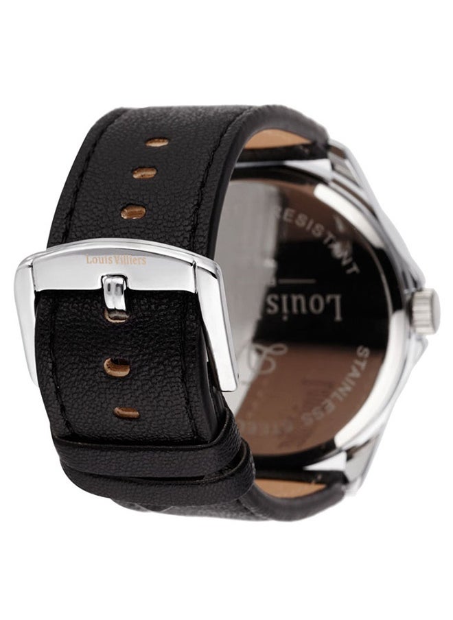 Louis Villiers  Analog 47mm Leather Band Watch, AG3804-02