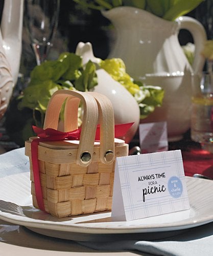 Weddingstar Miniature Woven Picnic Basket Favor - Set of 6 - Image 3