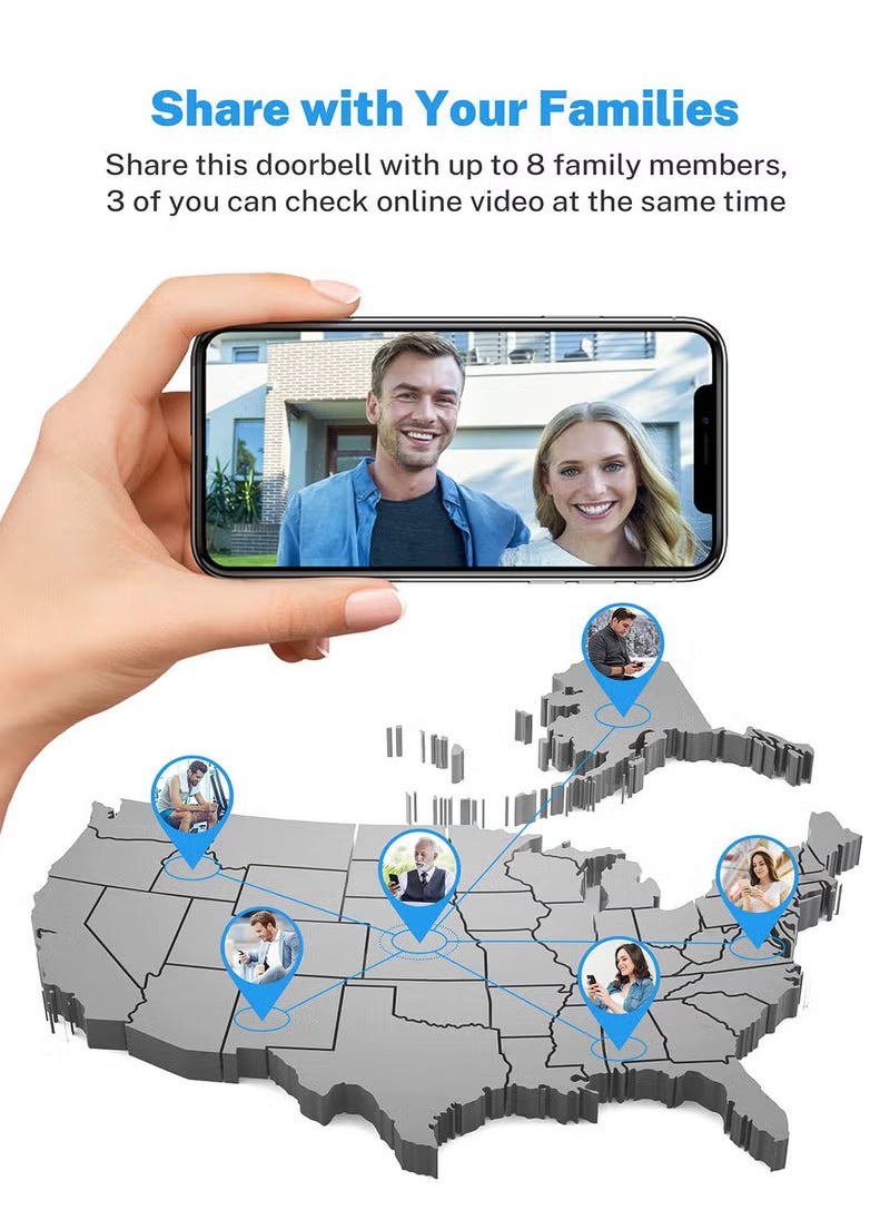Hihonor Doorbell Camera Wireless, Smart WiFi Video Doorbell, Included Chime Ringer, Indoor/Outdoor Surveillance with Human Detection, 2-Way Audio, Night Vision, Cloud Storage, Battery Powered, Live View  - Image 3