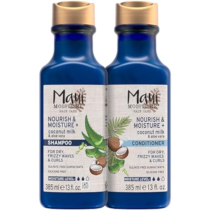 MAUI MOISTURE NOURISH & MOISTURE + COCONUT MILK SHAMPOO + CONDITIONER TO HYDRATE AND DETANGLE CURLY HAIR, LIGHTWEIGHT DAILY MOISTURIZING SHAMPOO, VEGAN, SILICONE & PARABEN-FREE, 13 FL OZ - Image 2