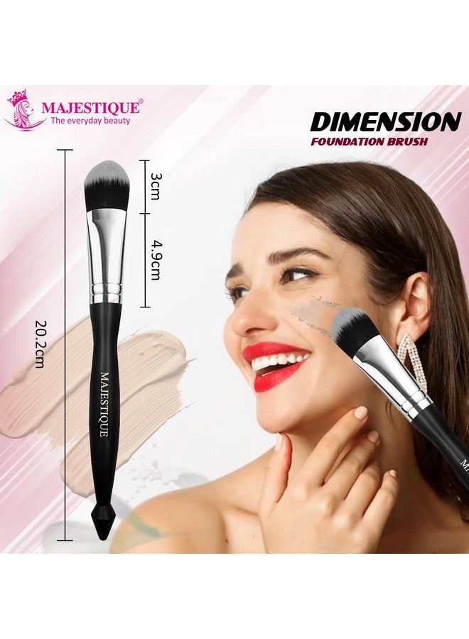 مجموعة فرش المكياج الاحترافية من ماجيستيك - فرش الكونسيلر والأساس والكونتور بزاوية للدمج والنحت والتسليط - مصنوعة من شعيرات صناعية عالية الجودة، مثالية للاستخدام في الصالون والمنزل - عبوة من 3 قطع - Image 4