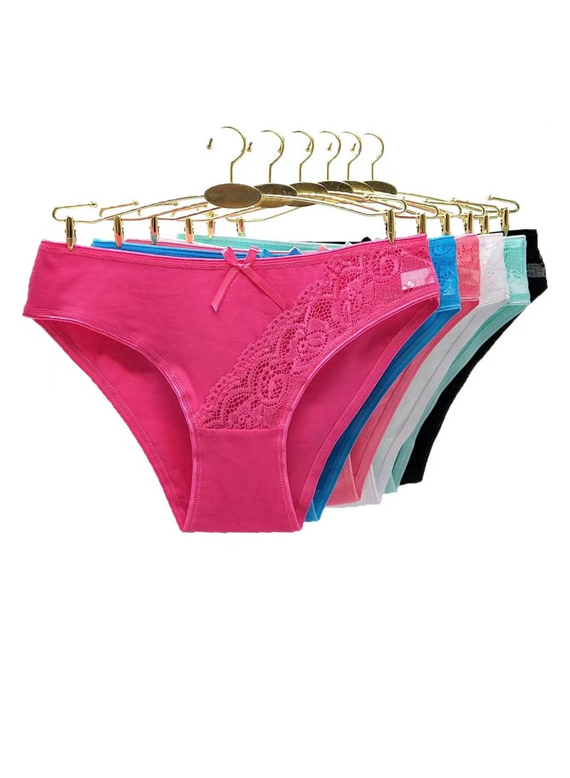 Zeemey Zeemey 6-Piece Cotton Bikini Breathable Panties Low Waist Fashionable Ladies Charming Thick Bottom - Image 1