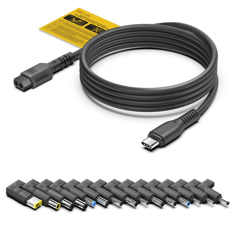 KFD USB C to DC Tip Power Adapter Kits Convert Cable Type-C PD Power Cable to Universal Laptop Jack Plugs 15 Connectors for MacBook HP Dell MSI Gateway LG Toshiba Lenovo Acer Asus Sony Samsung Laptop - Image 1