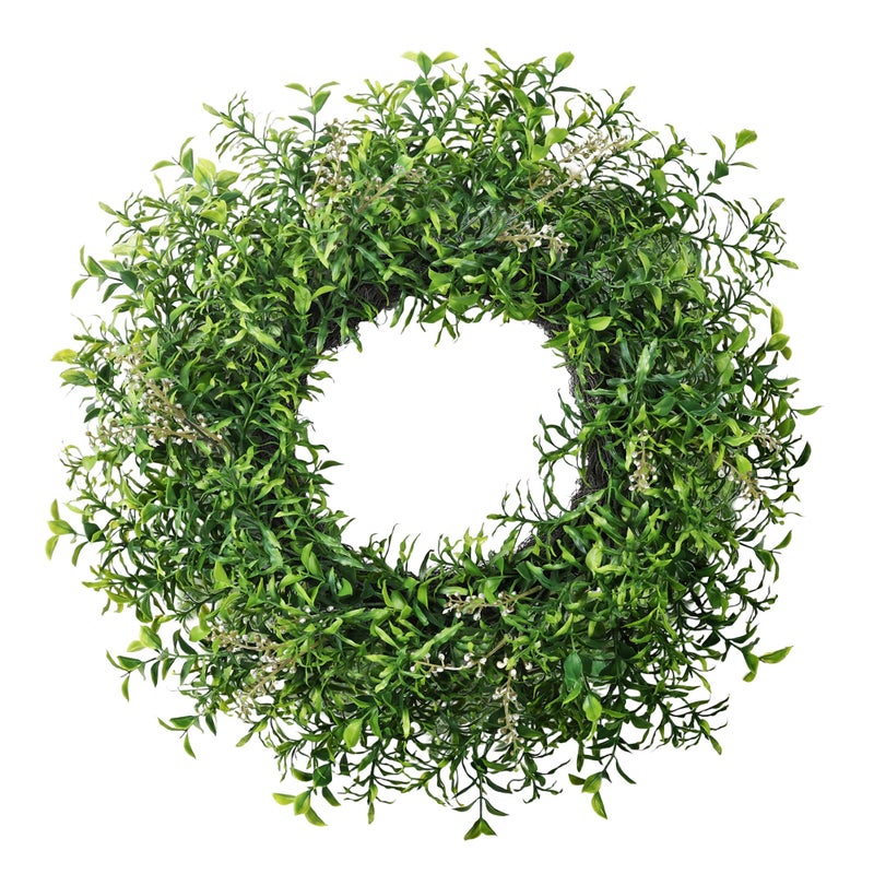 MDSTBN 24 Inch Spring Wreaths for Front Door Wreath Summer Outdoor Green Door Wreath for All Seasons Porch Wall Indoor Outdoor Living Room Bedroom Window Farmhouse Home Decoration - Image 1
