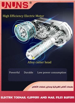 UNUNS مقص أظافر كهربائي للأطفال، مجموعة مبردات أظافر، مقصات أظافر كهربائية تلقائية وآمنة، أدوات تقليم الأظافر القابلة للشحن عبر USB، مع أدوات صنفرة الأظافر، هدية عائلية  - Image 4