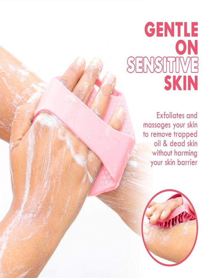 ONE ZONE SHOP Silicon Body Scrubber, Body Brush for Bathing without handle, Skin Cleaning brush, Soft Body Exfoliating Brushes for Men, Women and Babies (Pink) - Image 4