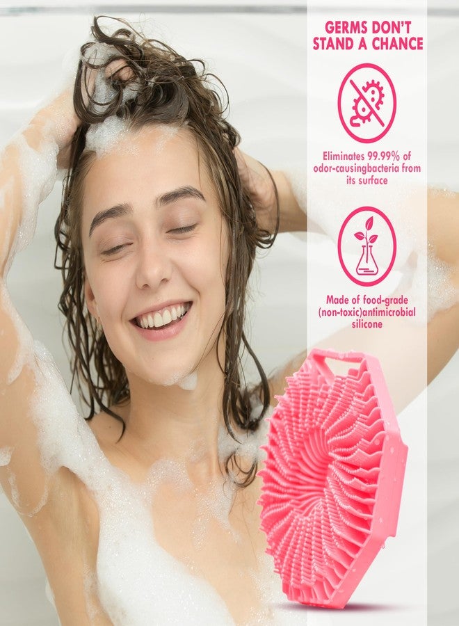 ONE ZONE SHOP Silicon Body Scrubber, Body Brush for Bathing without handle, Skin Cleaning brush, Soft Body Exfoliating Brushes for Men, Women and Babies (Pink) - Image 5