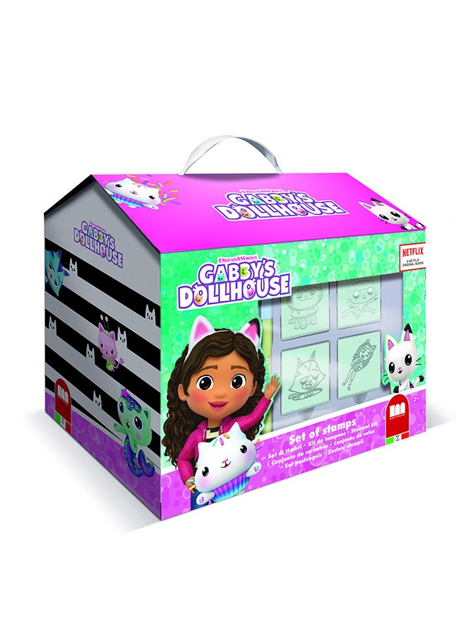 MULTIPRINT Gabbis Doll House House Creative Stamping And Coloring Set For Kids Includes 7 Wooden Stamps, Washable Ink, 7 Markers, Drawing Book And More Made In Italy  - Image 1