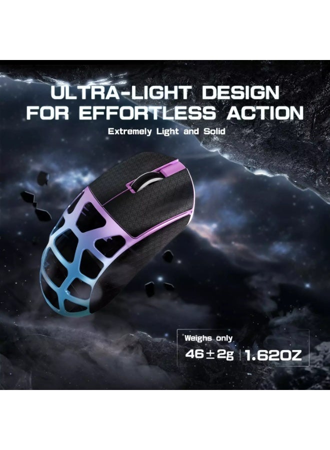 هجوم القرش ماوس ألعاب لاسلكي وسلكي وبلوتوث R3 فائق الخفة 46 جرام مصنوع من سبائك المغنيسيوم، بمعدل استطلاع 8 كيلوهرتز، ومستشعر PAW3395 بدقة 26 ألف نقطة في البوصة قابل للبرمجة مع شريط لاصق - Image 2