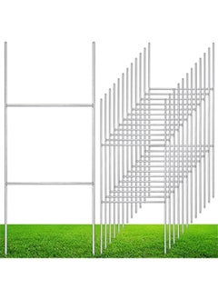 Arabest 12 Pcs H Stakes for Yard Signs 16.5'' x 7'' Heavy Duty Metal H Frame Wire Stakes Weatherproof Metal Holder for 4mm 5mm Corrugated Signs Guidepost Yard  Decoration  - Image 1