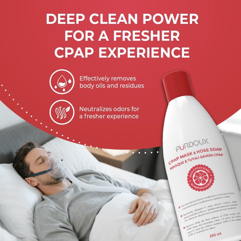 PURDOUXâ„¢ CPAP Mask & Hose Cleaning Soap (Pack of 3 Bottles, 250 ml / 8.4 oz Each) (3 x Grapefruit-Lemon Scent) - Image 3