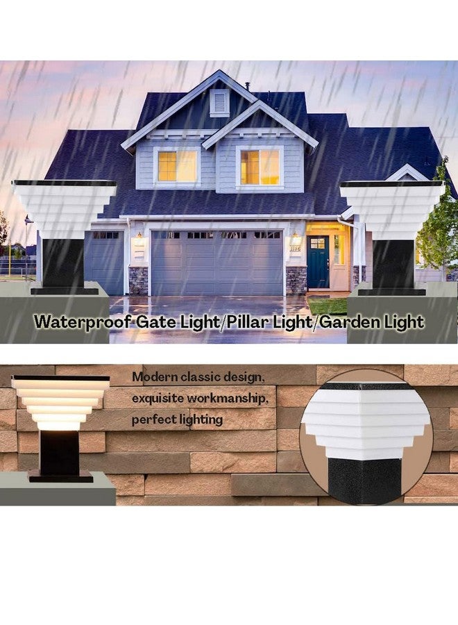 Lyse Decor Modern Design Stairs Shape Waterproof Gate Light, Pillar Lamp, Garden (Pair of 2,AC/DC,Metal) - Image 2