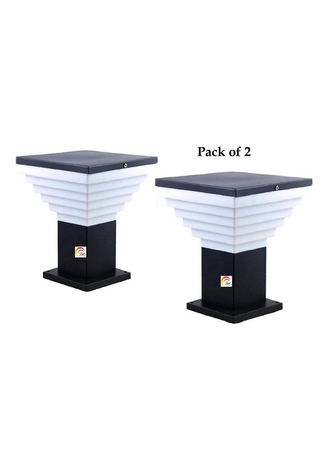 Lyse Decor Modern Design Stairs Shape Waterproof Gate Light, Pillar Lamp, Garden (Pair of 2,AC/DC,Metal) - Image 3