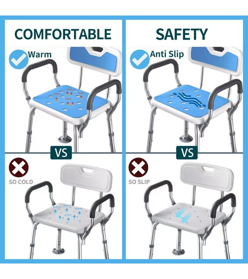 2PCS EVA Shower Chair Cushions Non Slip Bath Seat Pad with Drain Holes SCC EVA 3524 2PK - Image 5