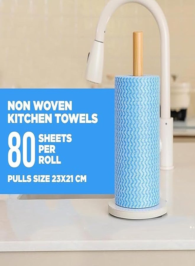 Harmony world Reusable Kitchen Towel Roll (Pack of 2, 160 Sheets) Washable Non Woven Tissue - Absorbent Lint-Free Cleaning Cloth Roll for Home & Kitchen - Red & Blue Wet Dry Wipes - Image 2