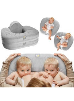 TwinGo Nurse And Lounge Pillow Grey Breastfeeding Pillow For Twins Or Two Lounge Pillows 8 Uses Xs To Plus Size Woman Preemie 0 12 Mo Babies  - Image 1