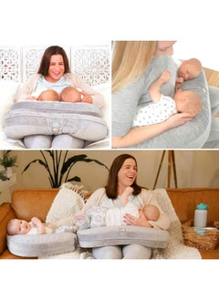 TwinGo Nurse And Lounge Pillow Grey Breastfeeding Pillow For Twins Or Two Lounge Pillows 8 Uses Xs To Plus Size Woman Preemie 0 12 Mo Babies  - Image 3