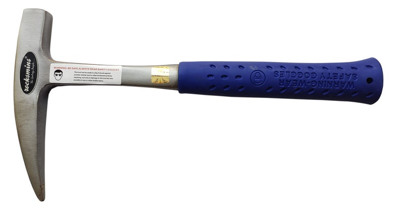 Rocksmins FE01b-Blue Geology Geological Hammer Pointed Imported 900-925gm Approx 12" Single Piece with Shock Proof Rubber Grip Handle Geologist Metal Finish Geologists For Mining Brick Hammer Student - Image 1