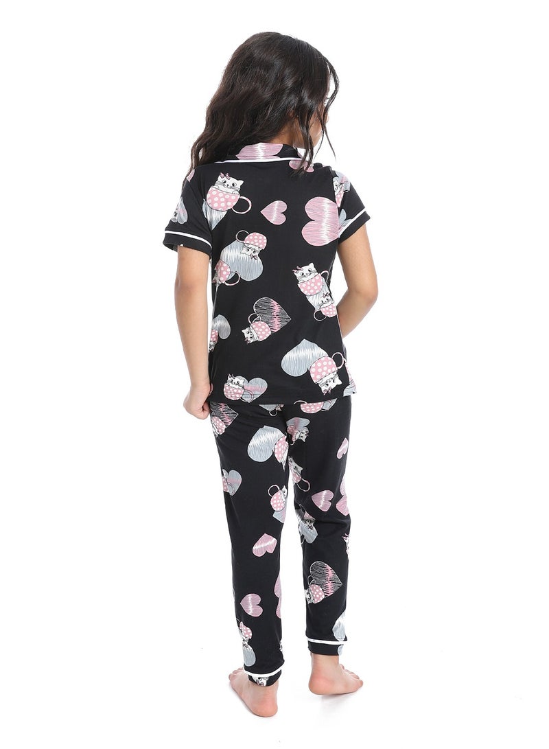 سيزار بيجامة بناتي متعددة الألوان ومزودة بزراير من الأمام - Image 3