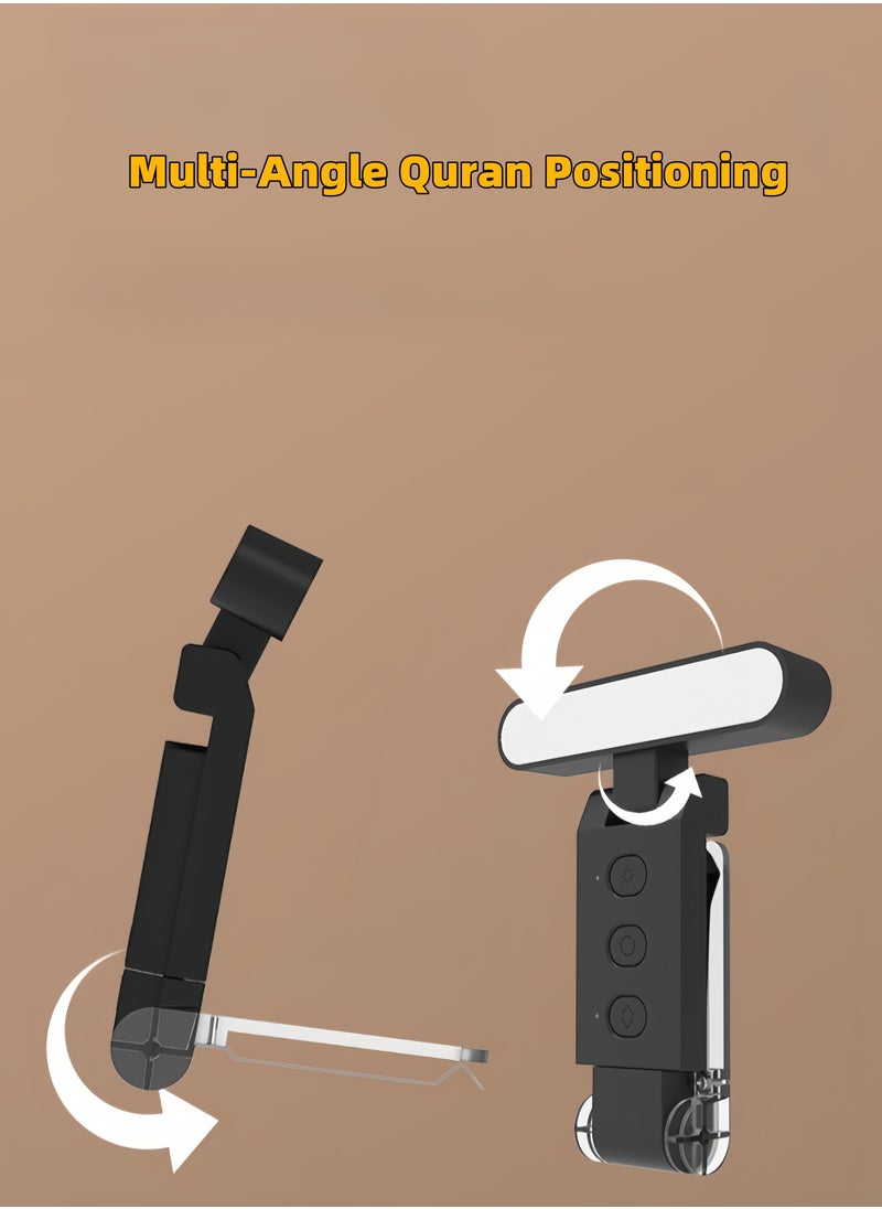 Black USB Rechargeable Clip Reading Light 6 Adjustable Brightness 5 Color LED Portable Foldable Book Light