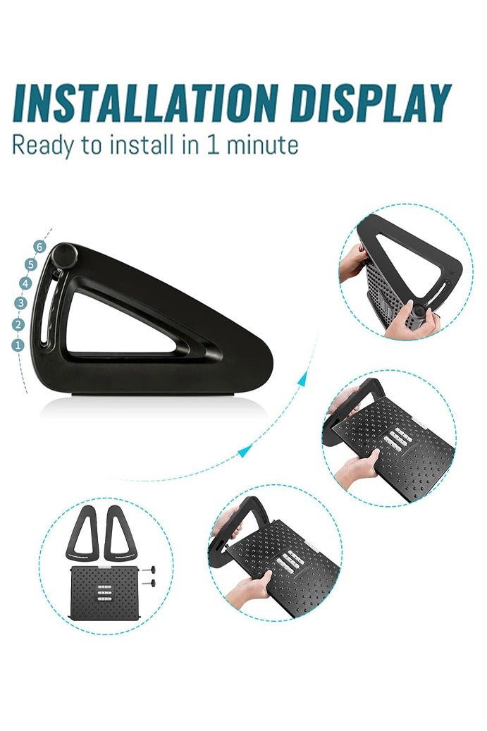 Foot Rest Under Desk, 6 Heights Adjustable Foot Stool, Portable Under Desk Footrest with Roller Massager, Relieves Leg Pressure Improves Posture for Office Home and School - Black - Image 5