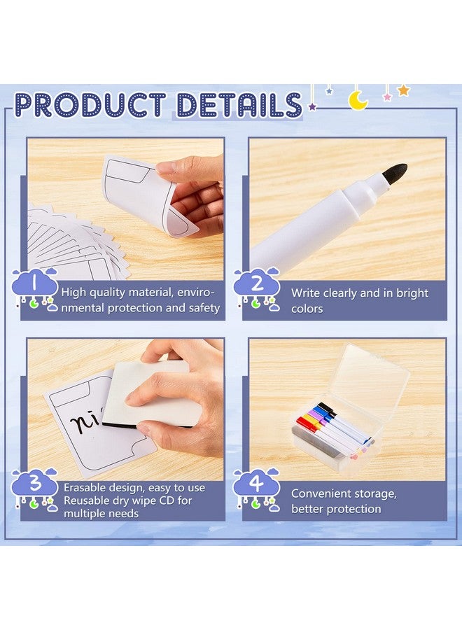 CRT Marking Pen 50 Pcs Multifunctional Tokens Reusable Cards 5 Colors Dry Erase Markers Eraser 2 Dry Erase Felt Cloth Plastic Box For Playing Games School Housework  - Image 3