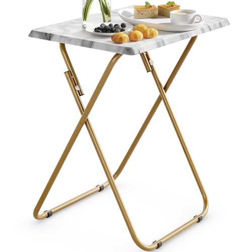 HUANUO Folding TV Tray Table Stable Tray Table with No Assembly Required TV Dinner Tray for Eating Foldable Snack Tables for Bed  Sofa Marbling