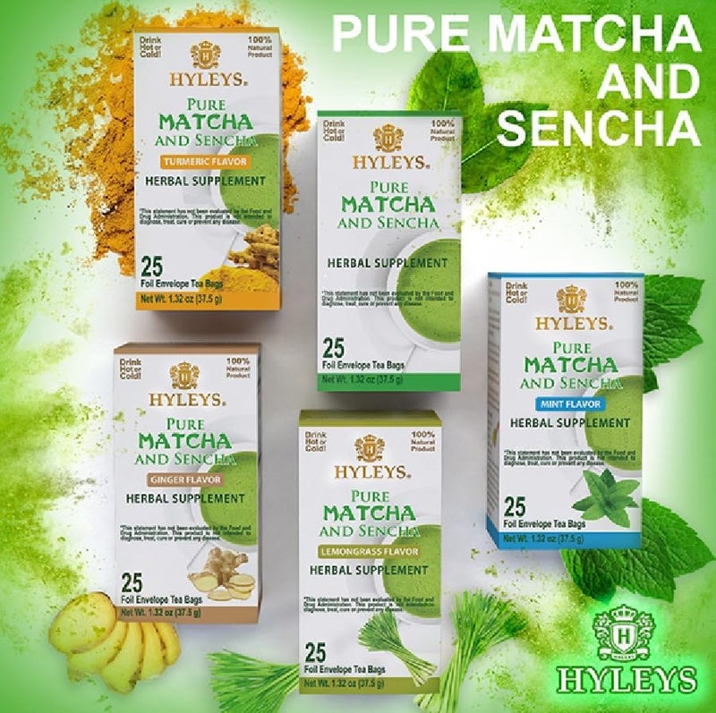 Hyleys Pure Matcha and Sencha Tea Bags with Turmeric - Image 3