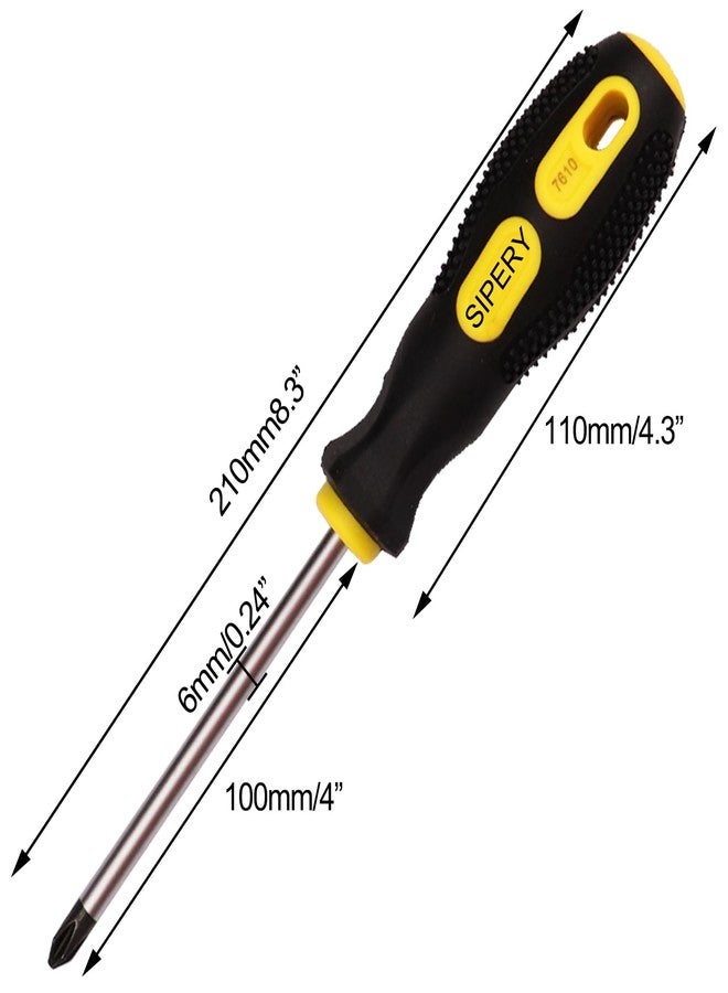 Sipery 2 Pack Phillips Screwdriver - 4 Inch Shaft, Cross-head 6mm PH2 Magnetic Extended Screwdriver With Rubber Handle - Image 2