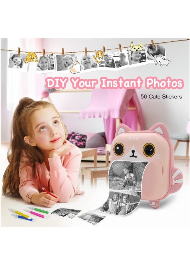 Product Title: 48MP Children's Camera with Instant Print, Cat-Shaped Design, 2.4-inch Screen, Dual Lens, 1080P HD Video, 32GB TF Card – Perfect Gift for Kids Ages 3-14 (Pink)  - Image 4