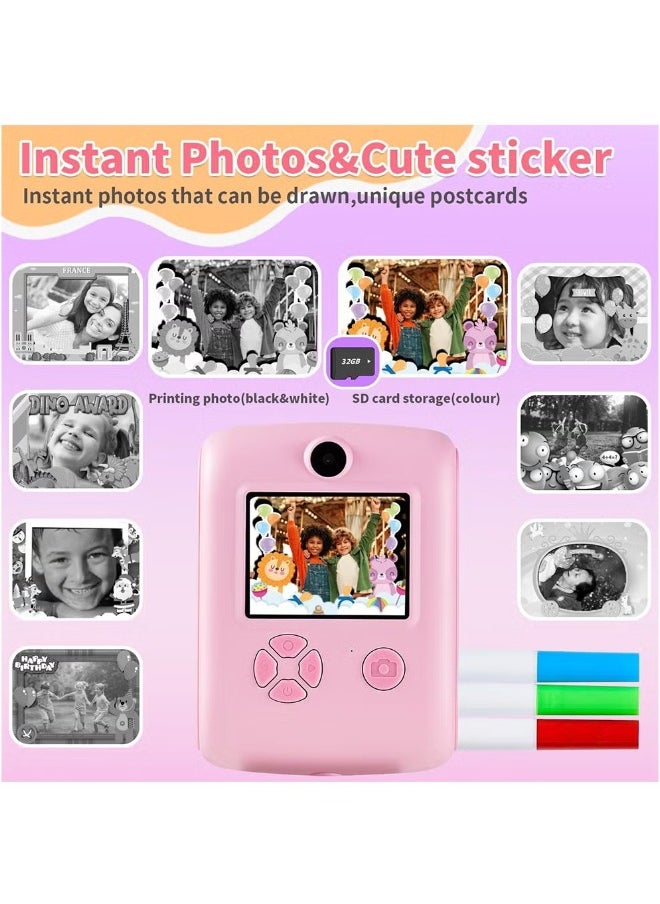 Product Title: 48MP Children's Camera with Instant Print, Cat-Shaped Design, 2.4-inch Screen, Dual Lens, 1080P HD Video, 32GB TF Card – Perfect Gift for Kids Ages 3-14 (Pink)  - Image 5