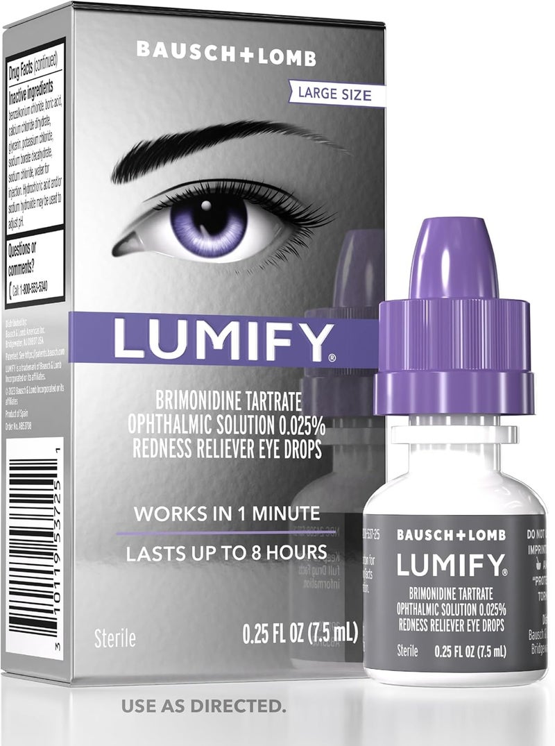 LUMIFY Redness Reliever Eye Drops - 7.5ml (0.25oz) – Fast-Acting Eye Whitening Drops with Brimonidine Tartrate 0.025% - Image 1