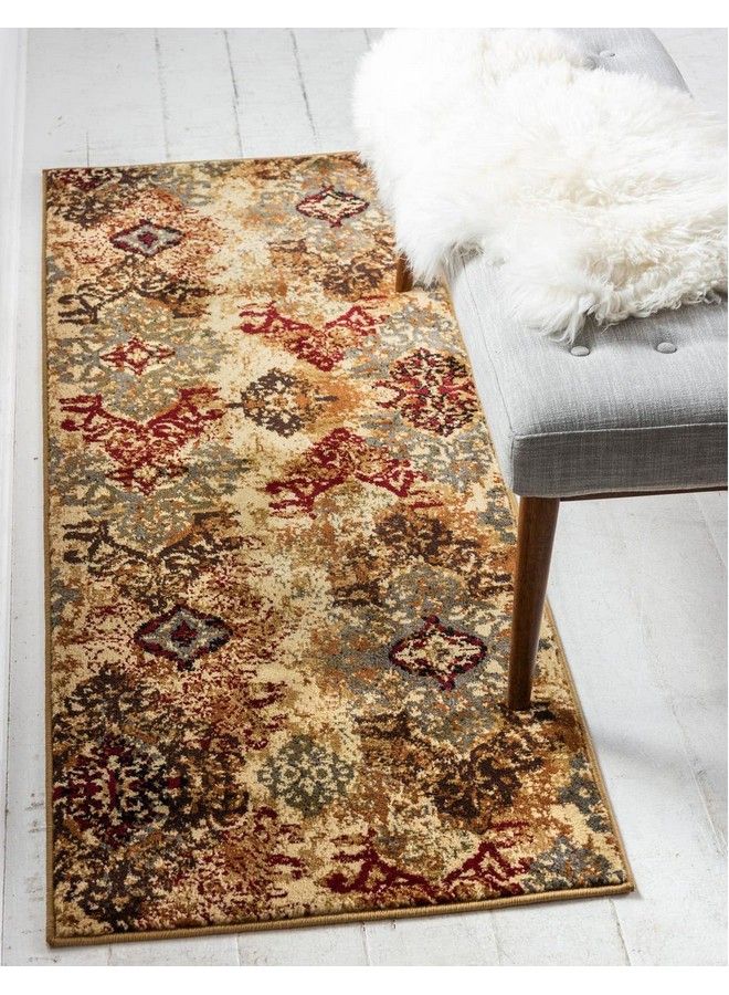 Unique Loom Barista Collection Area Rug Congencis (2' 7" X 10' Runner Beige Blue) - Image 1