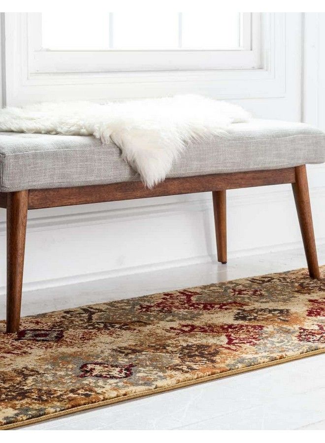 Unique Loom Barista Collection Area Rug Congencis (2' 7" X 10' Runner Beige Blue) - Image 3