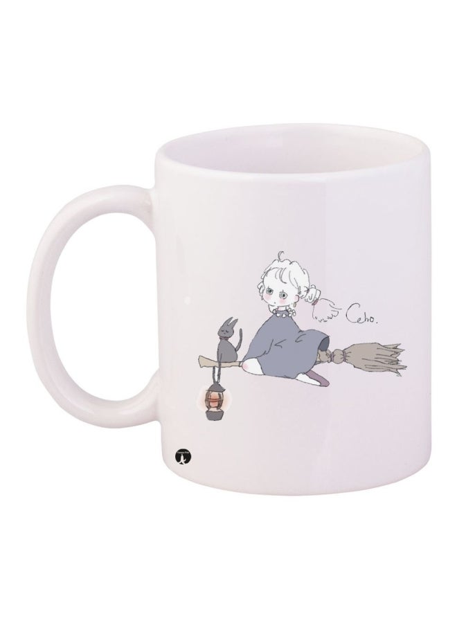 Printed Coffee Mug White/Grey/Brown