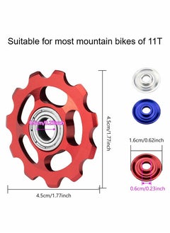 Excefore Bike Set of 3 11T Jockey Wheel, Pulley Wheel for Derailleurs for Bikes 11T Rear Derailleur Pulley Roller Wheel Alloy Bicycle Guide Wheel Derailleur Pulley for MTB or Road Bike  - Image 4