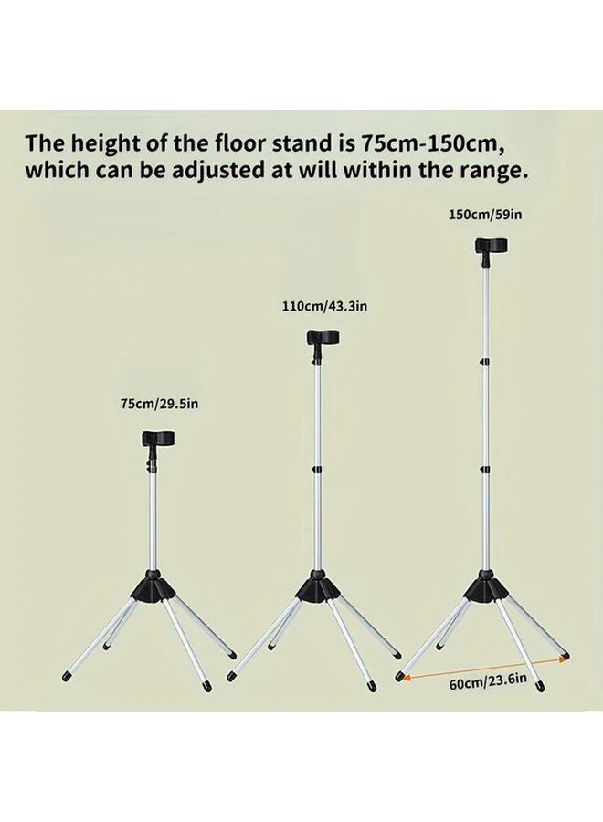 Black Hair Dryer Floor Stand Portable Adjustable Folding Holder Compatible with Tripods - Image 3